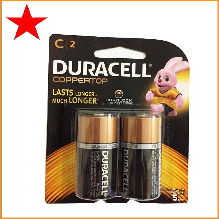Combo 2 vỉ pin trung C Duracell Alkaline chính hãng (1 vỉ 2 viên)