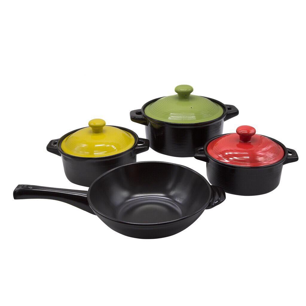 Bộ 3 Nồi Sứ Molise + 1 Chảo Sâu Lòng Phi 29cm Royalcooks - Nồi sứ NK Australia - Nồi sứ XK USA