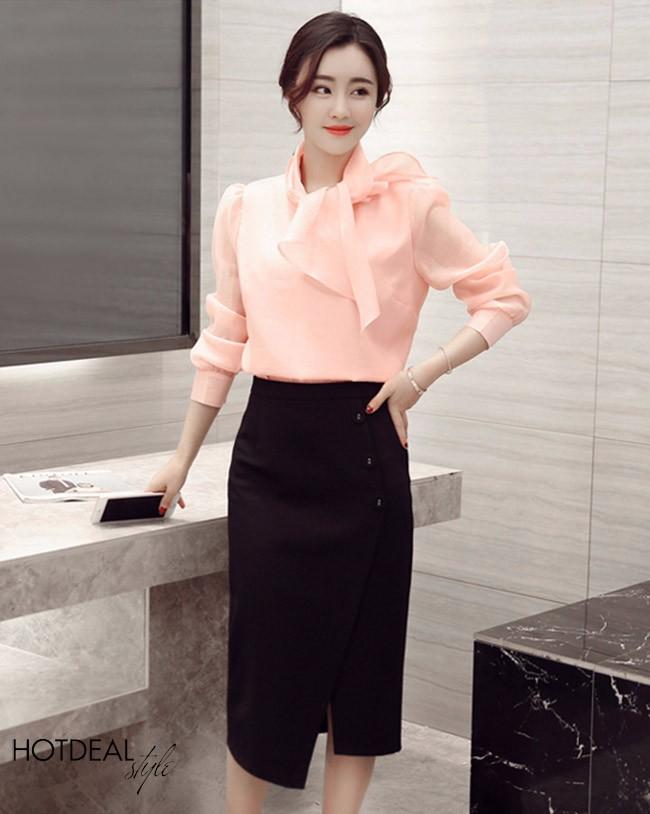 [HCM]Chân váy bút chì 3 nút Phong Cách Hàn Quốc Cực Hot