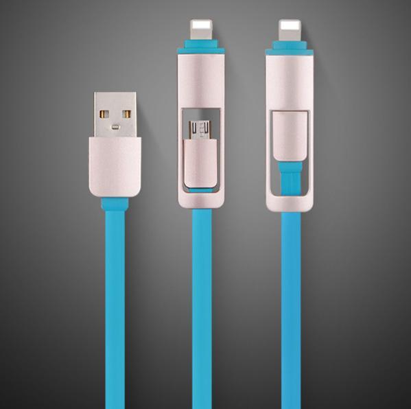 Cáp sạc đa năng dây rút 2 đầu trong 1 Lightning + Micro