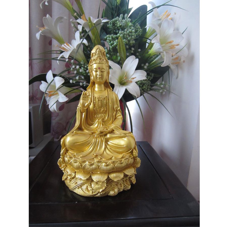 Tượng phật Quan âm tọa đài sen QADV29