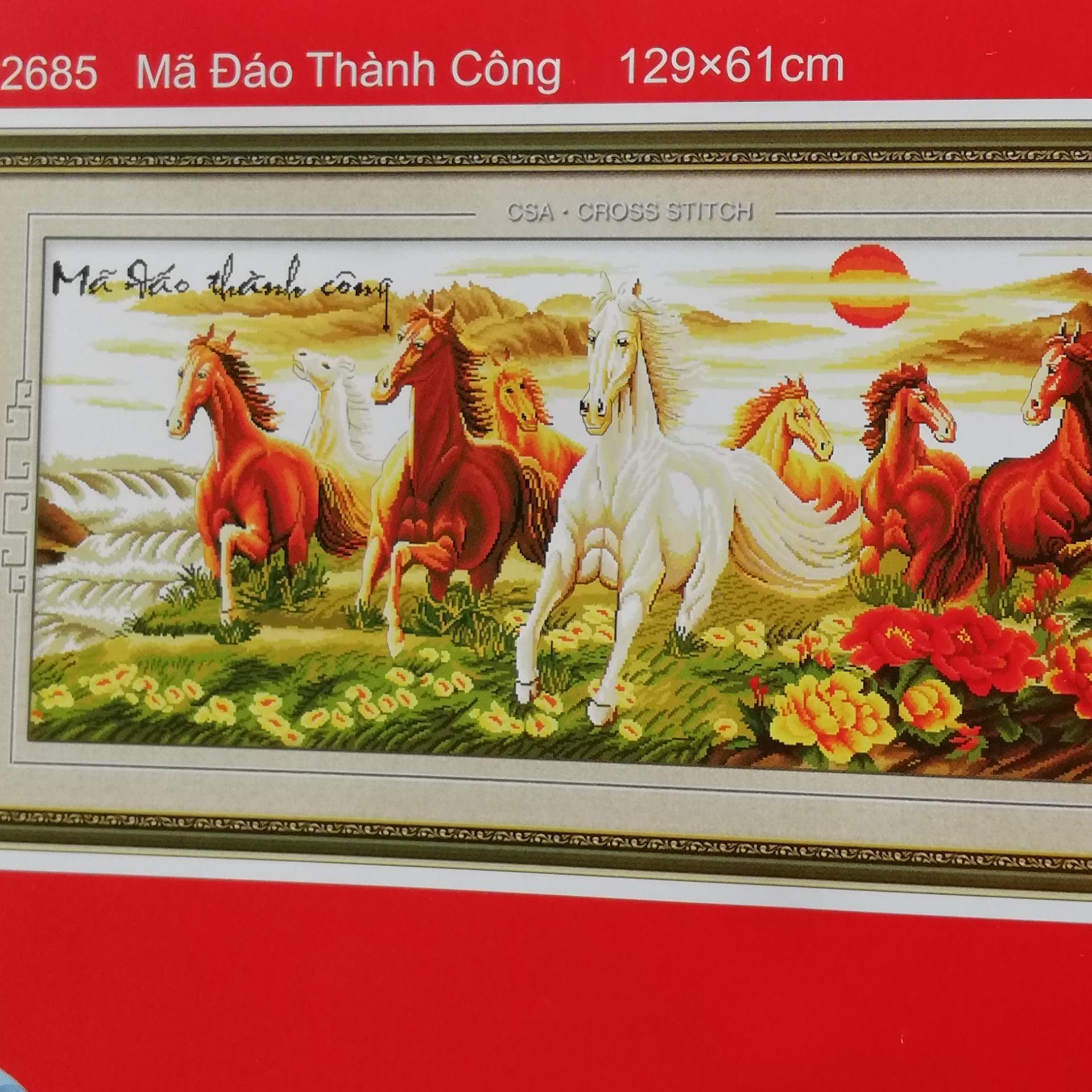 Tranh thêu chữ thập Mã đáo thành công 222685- 129x61cm- Ngocthinhshop
