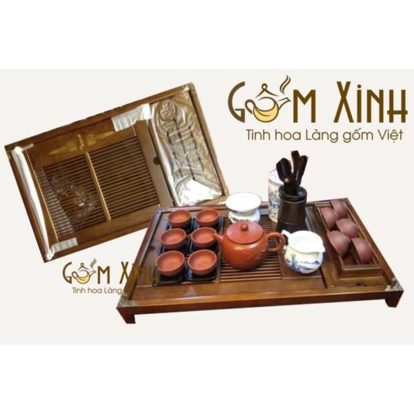 khay gỗ đựng ấm chén