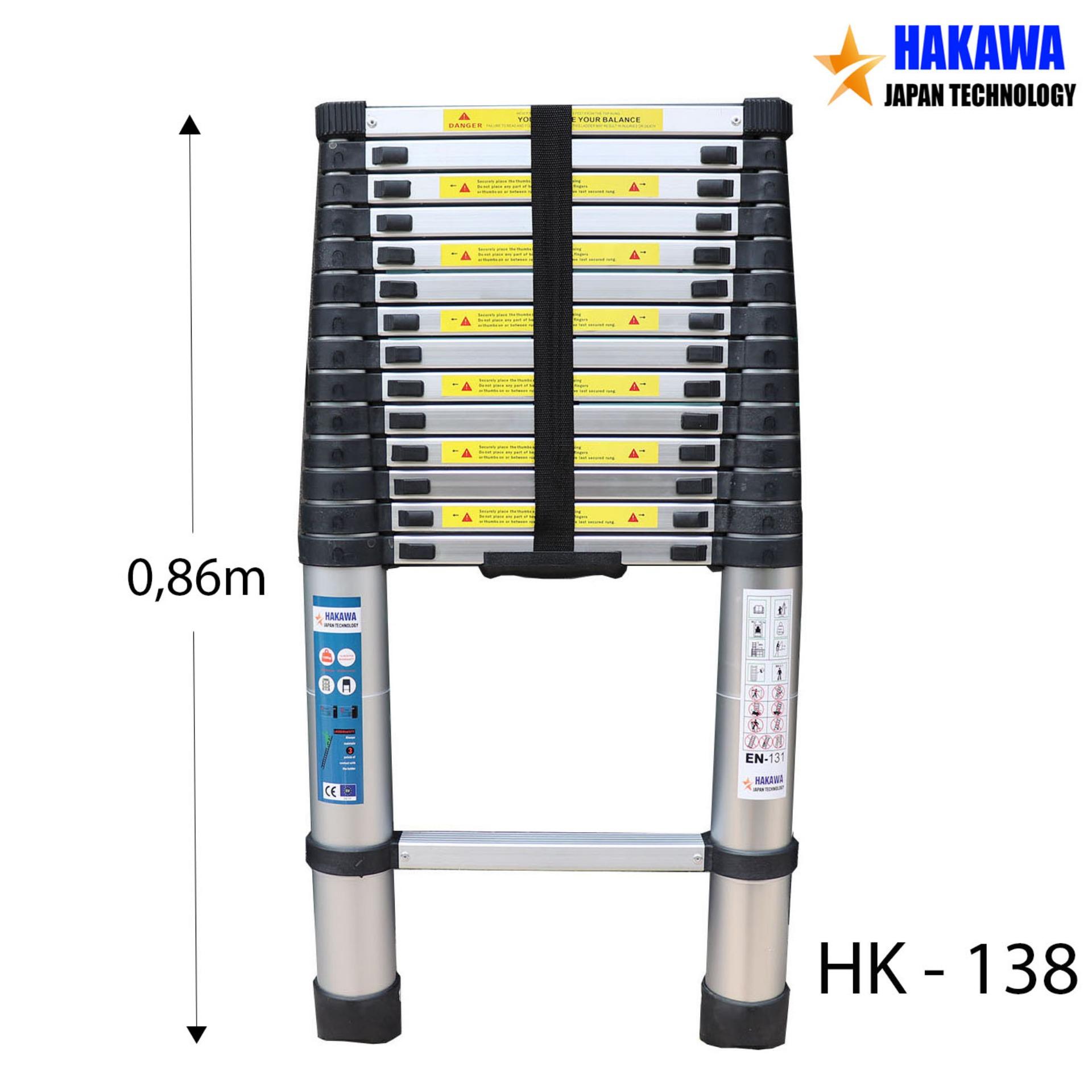 [HÀNG NHẬT CAO CẤP] Thang nhôm rút gọn HAKAWA HK138  3m8 - HÀNG NHẬT BẢN, chất lượng cao , Bảo hành 2 năm