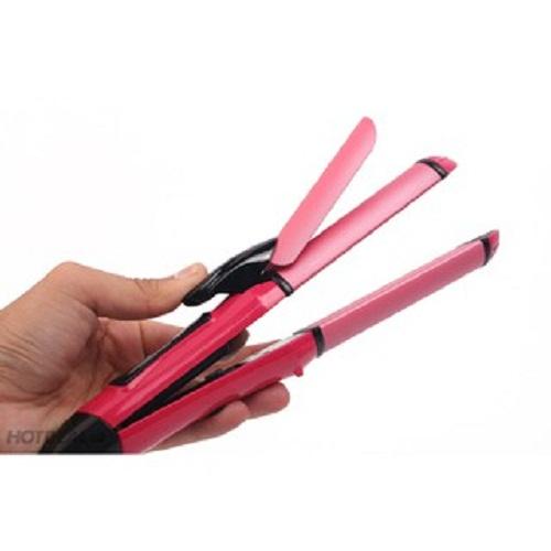 Máy uốn xoăn, duỗi thẳng  2 in 1 đa năng (Hồng)