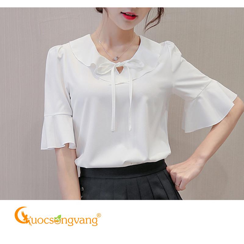 Áo nữ tay loe áo sơ mi nữ cổ bèo GLA165