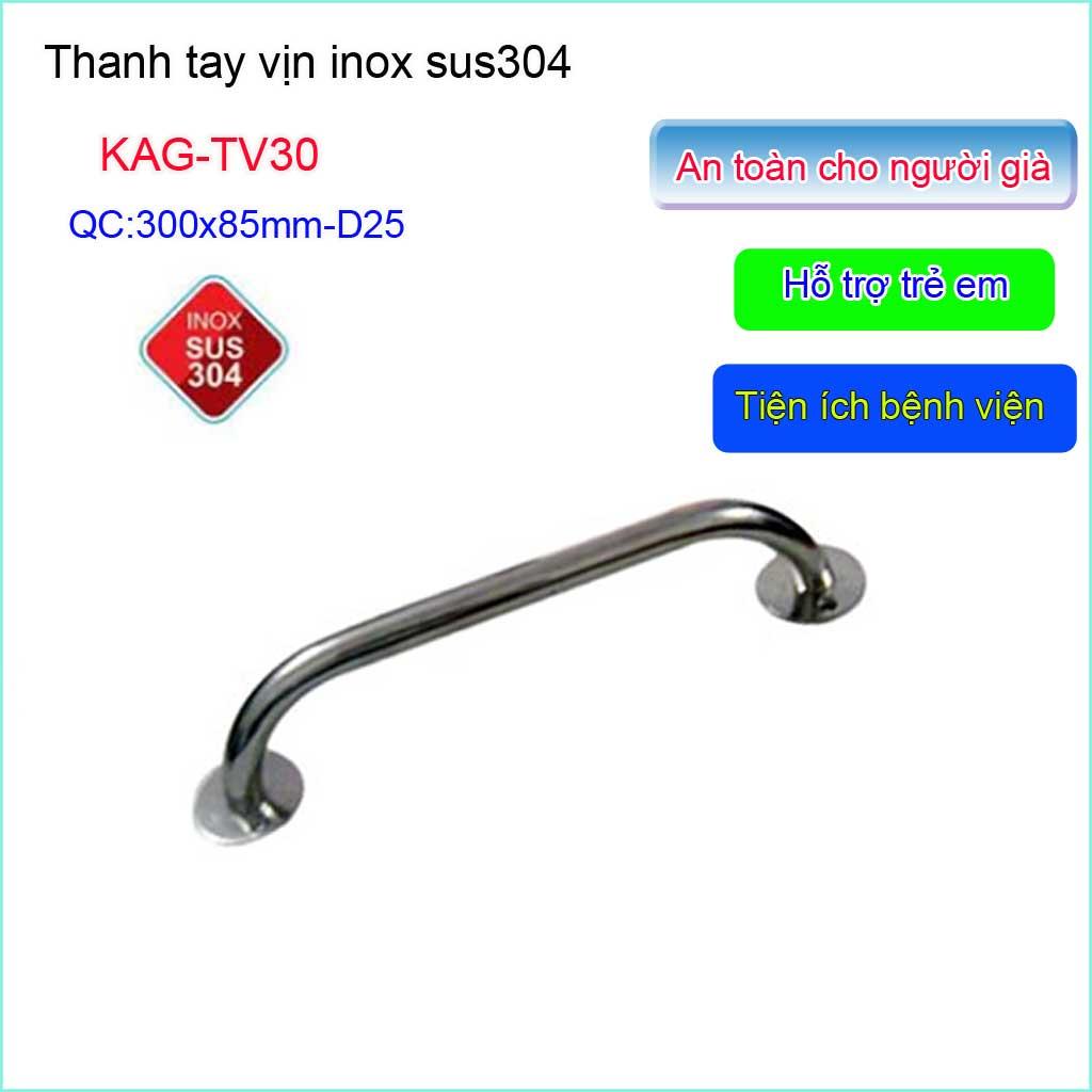 Thanh tay vịn inox nhà tắm KAG-TV30-30cm tay vịn inox phòng tắm cho người già và trẻ em