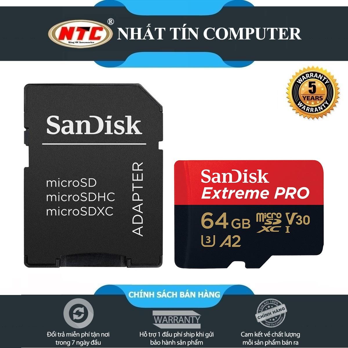 Thẻ Nhớ MicroSDXC SanDisk Extreme Pro V30 U3 4K A2 64GB R170MB/s W90MB/s (Đen đỏ)