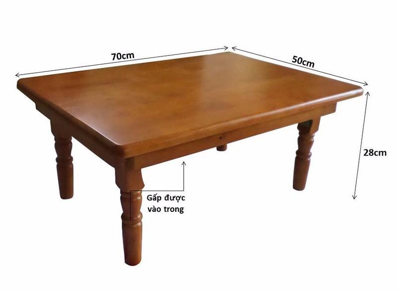 Bàn trà gỗ chân tiện Kích thước: 70 x 50 x 30 (cm)