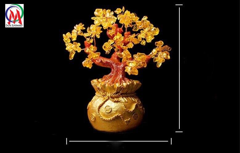 [HCM]Cây Tài Lộc Đá Thạch Anh Vàng 18.5cm