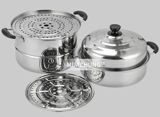 Nồi hấp inox đa năng 2 tầng 3 đáy cao cấp