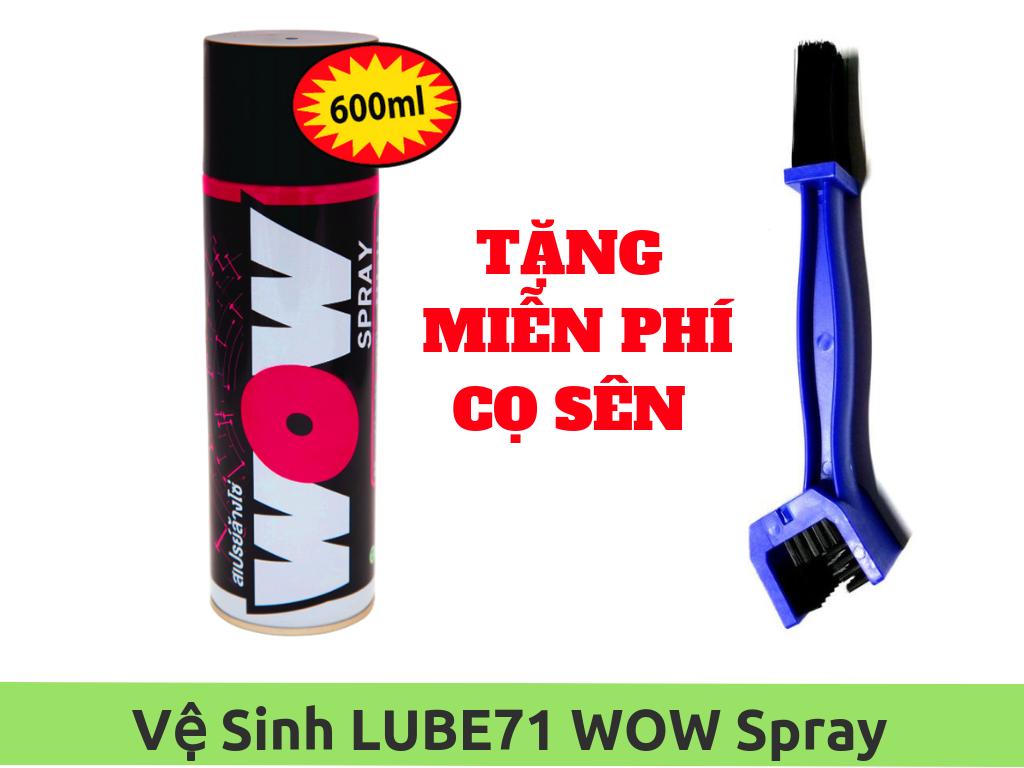 Chai xịt vệ sinh Sên LUBE71 WOW Spray 600ml + Tặng Bàn Chải