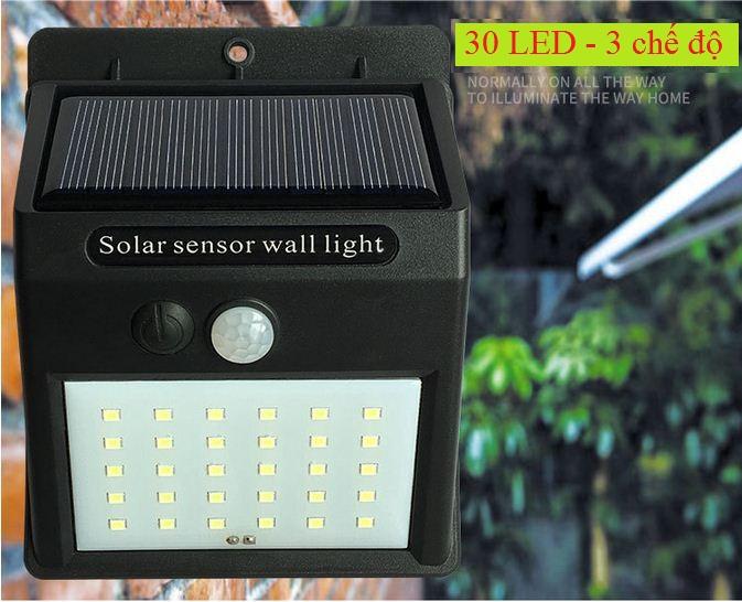 Đèn năng lượng mặt trời 3 chế độ sáng Solar 30LED chống nước (Đen)