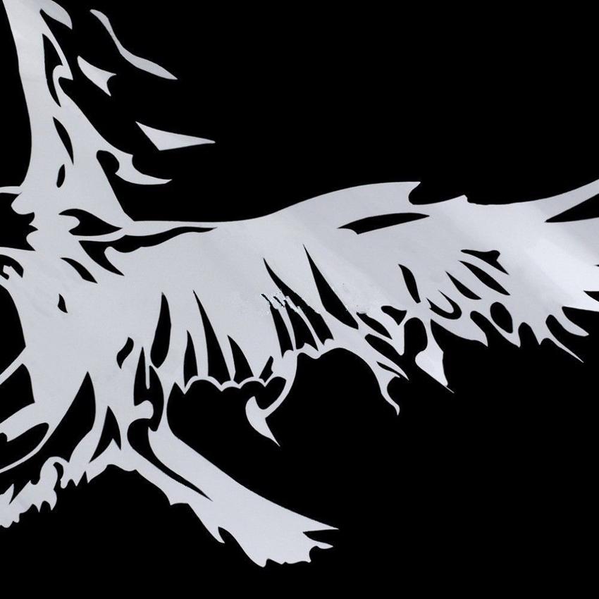 Decal hình Đại Bàng dán xe (Trắng)