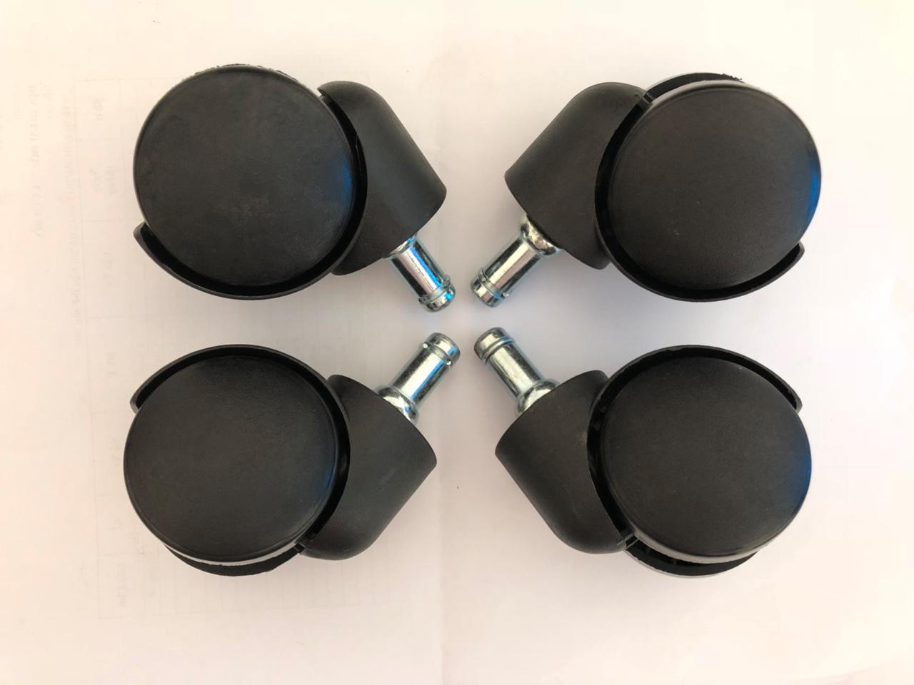 BỘ 4 BÁNH XE NHỰA 5F XOAY, ĐEN ĐẾ CHỮ I (GHẾ XOAY VĂN PHÒNG, CHÂN TỦ)