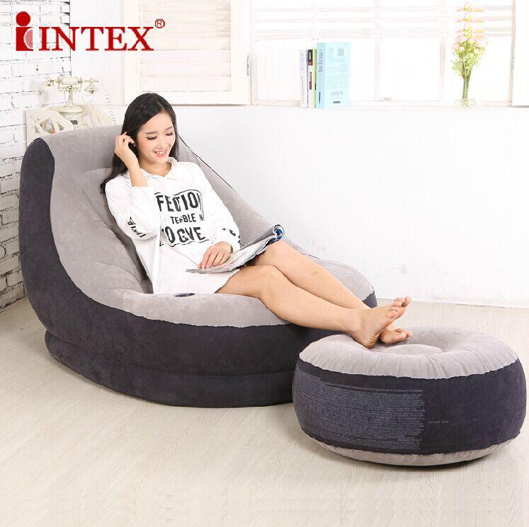 Ghế đệm hơi tựa lưng kèm để chân Intex 68564, ghe dem hoi tua lung kem de chan Intex 68564