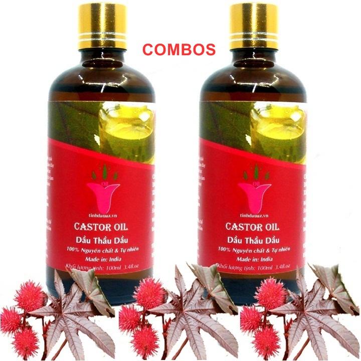 COMBO 2 CHAI DẦU THẦU DẦU ( CASTOR OIL )  100ML/1CHAI  ẤN ĐỘ