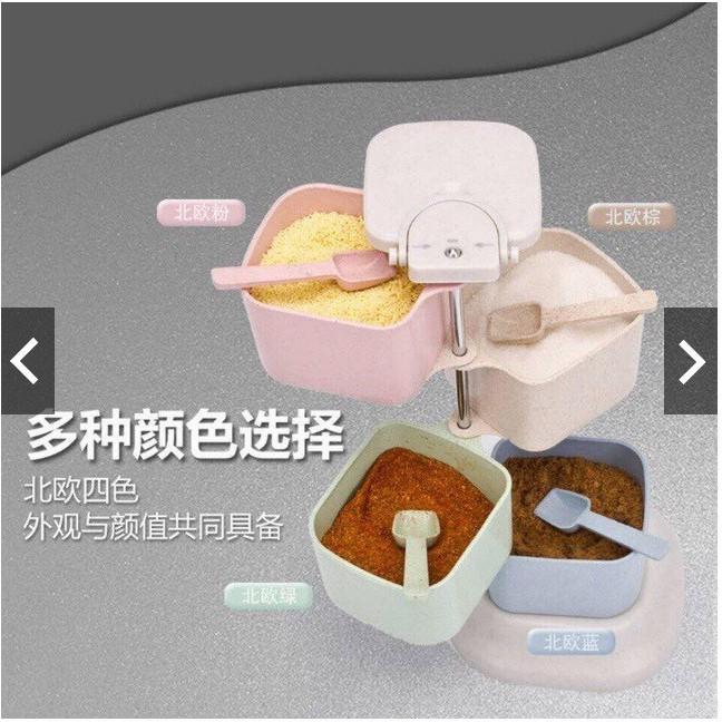 Hộp đựng gia vị 4 tầng xoay lúa mạch