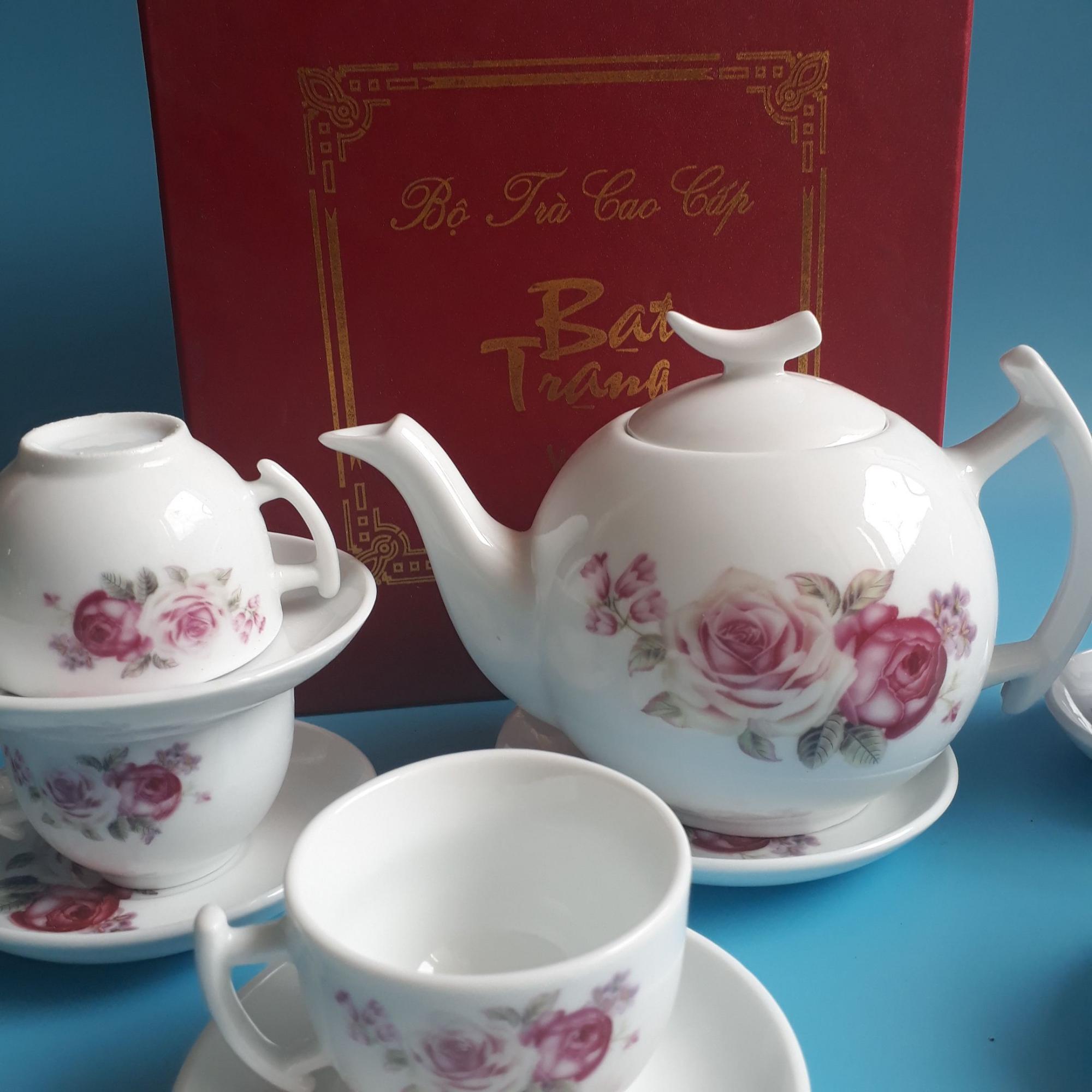 Bộ ấm chén uống trà Bát Tràng ( trắng)