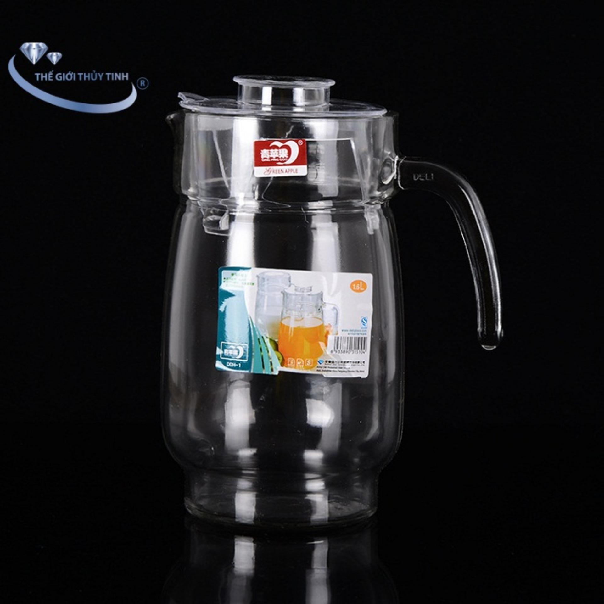 Bình Thủy Tinh Có Quai Miệng Rót Nước 1.6 Lít DELI