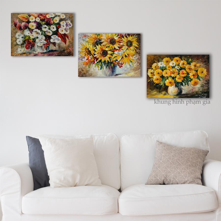 Bộ 3 tranh canvas trang trí phòng khách, phòng ăn nghệ thuật - Khung Hình Phạm Gia PGTK113
