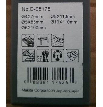 Bộ mũi khoan 5 mũi Makita D-05175 (Đỏ đen)
