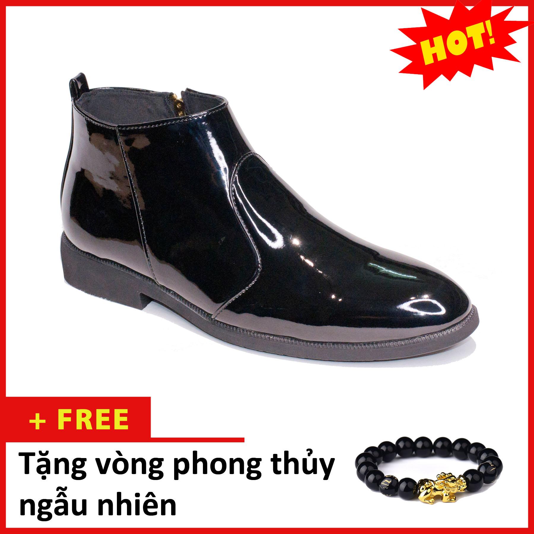 Giày Chelsea boot nam đẹp cổ khóa da bóng CB521(PT)
