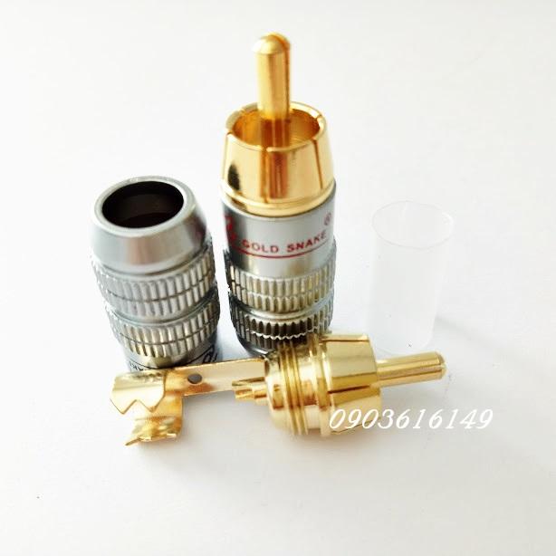 Bộ 10 Đầu hàn Jack AV / RCA / Hoa sen Gold snake bạc