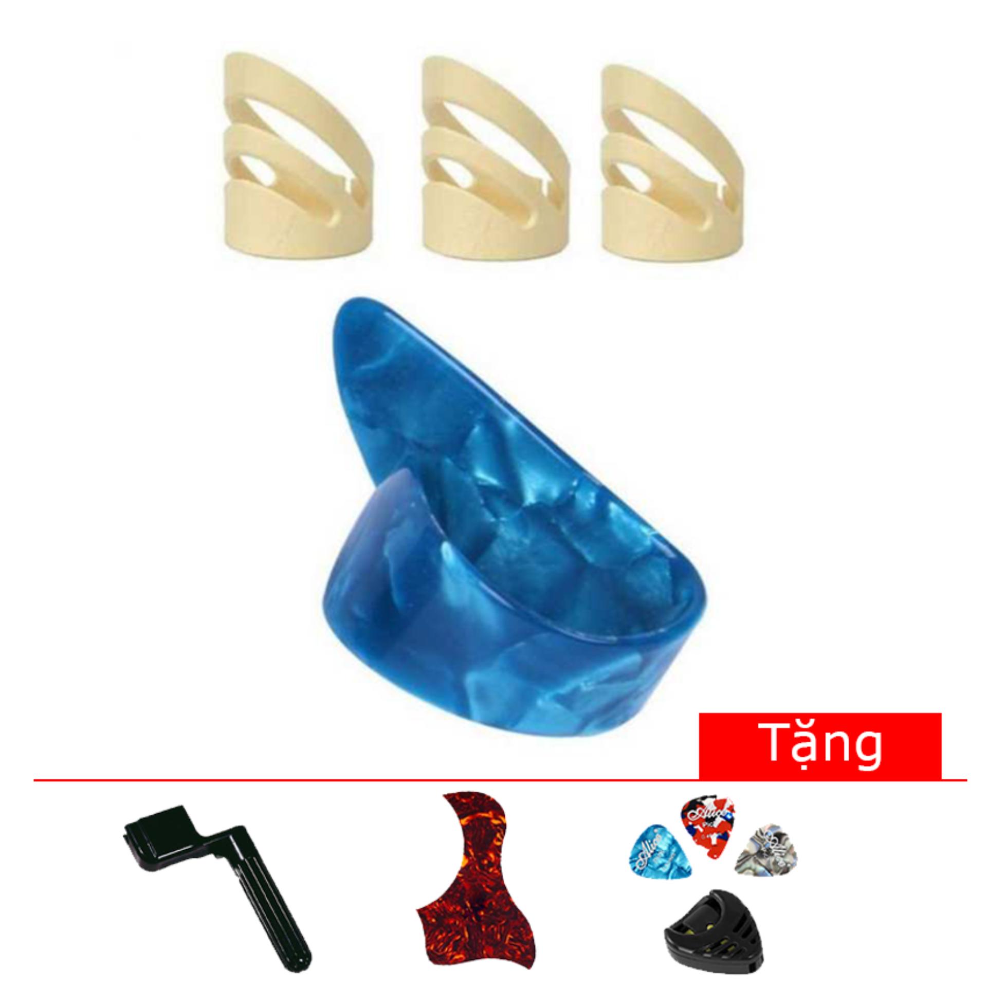 Bộ 4 móng gảy đàn guitar Alaska (tặng pick, hộp pick, dán chống xước, tay quay lên dây đàn)