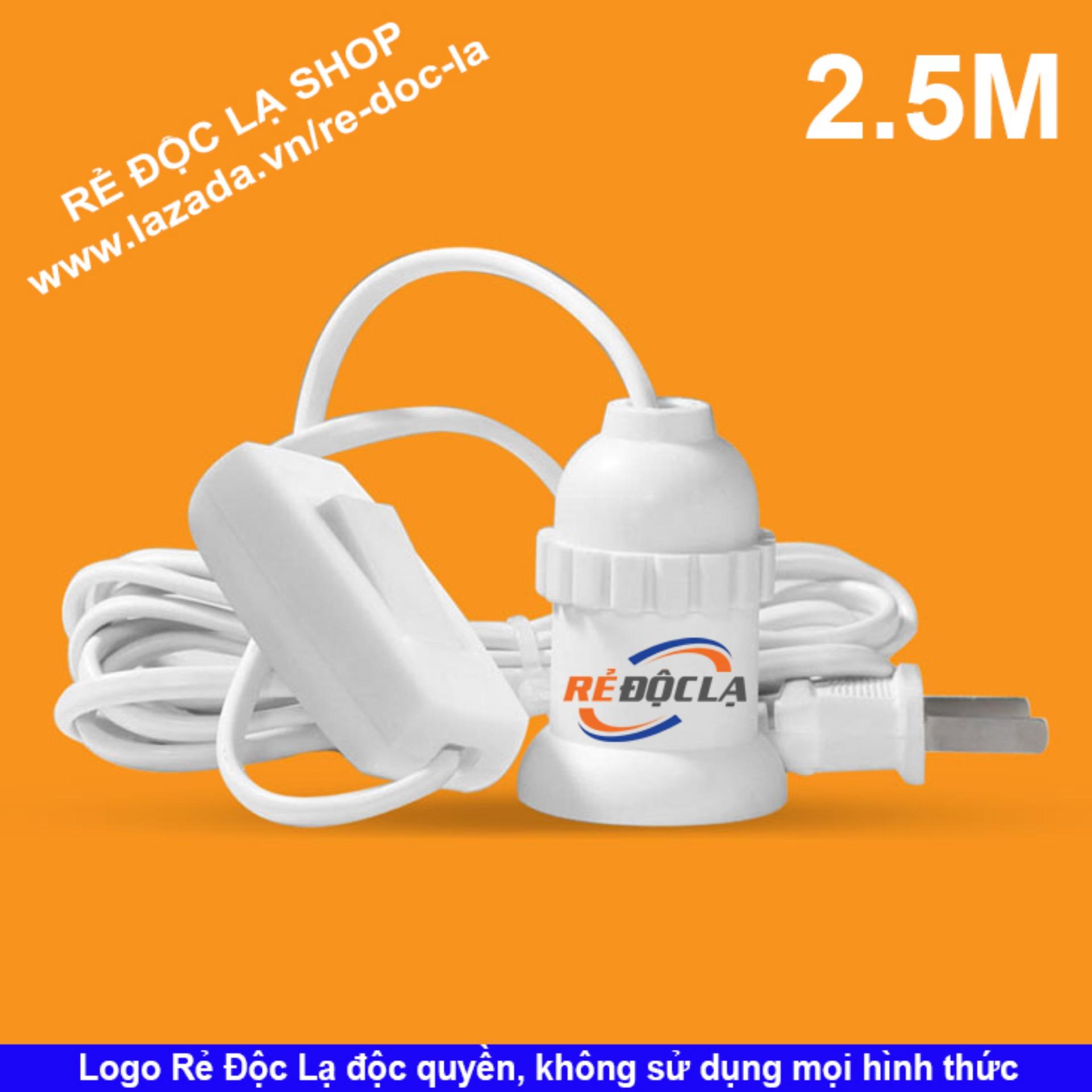 Dây đuôi đèn liền công tắc 2.5m (trắng )