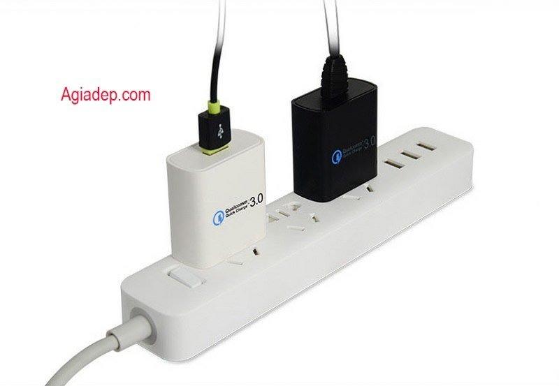 Củ sạc xịn 1 cổng USB công nghệ sạc nhanh (thế hệ mới) QC3.0 Qualcomm -  (hình lập phương)