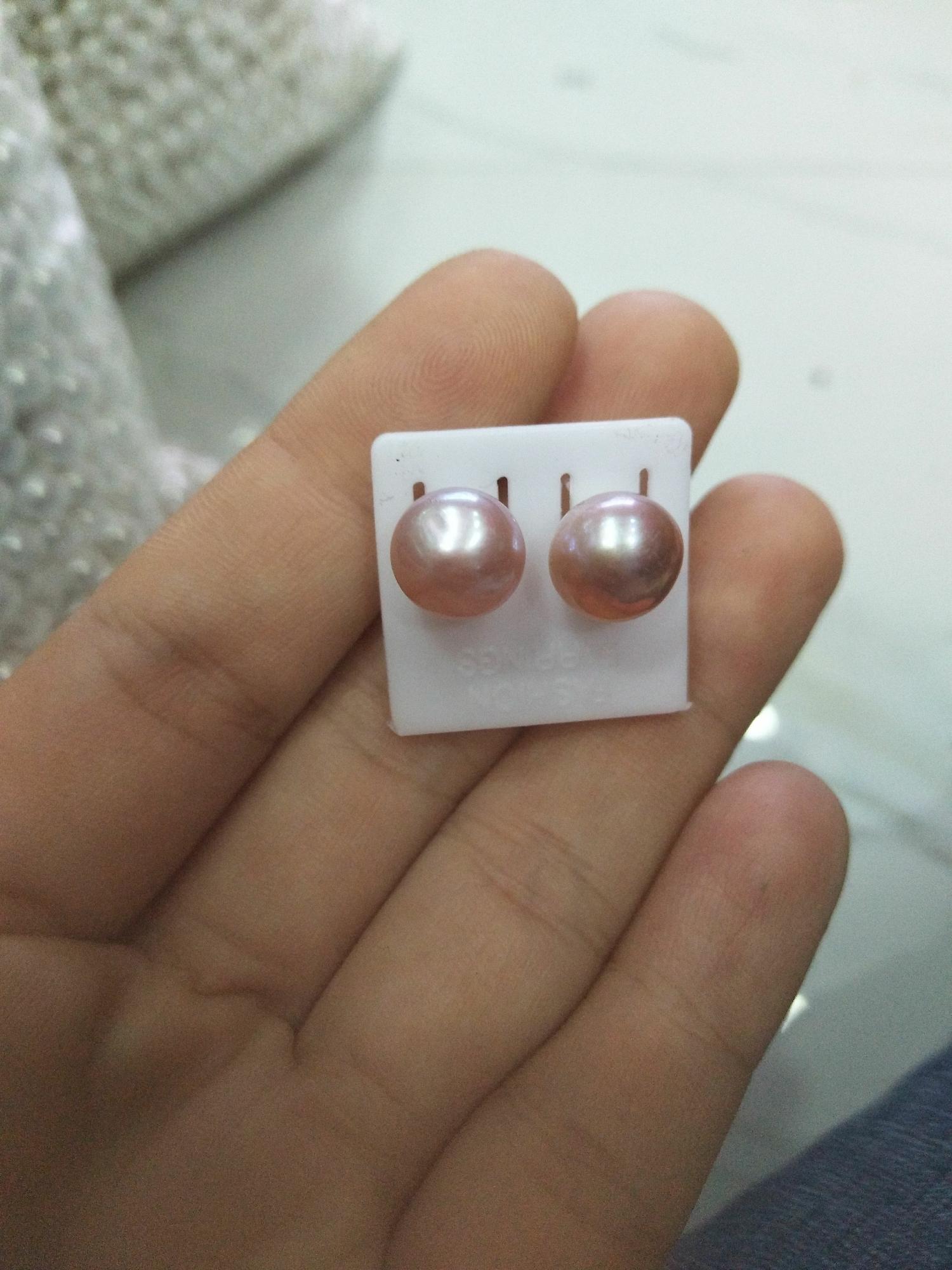 Hoa tai bạc đính Ngọc trai thật 9ly
