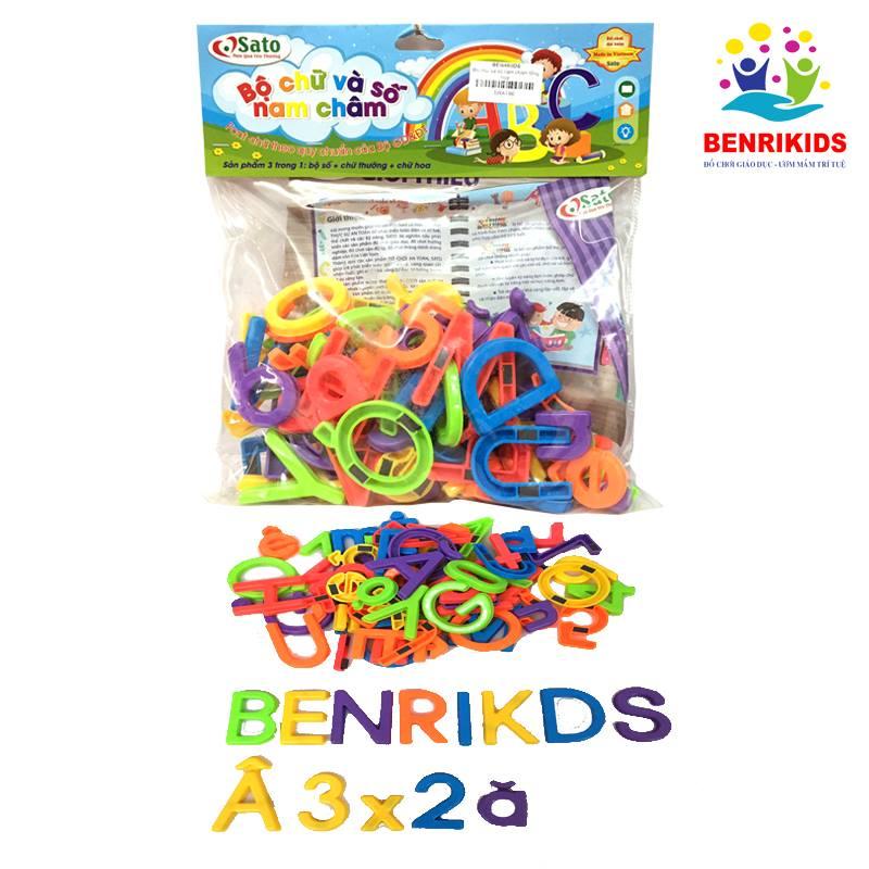 Bộ Chữ Cái Nam Châm 3 Trong 1 Sato (Hàng Việt Nam) Cho Bé Học Về Chữ Cái Tiếng Việt Tiếng Anh Và Số Đếm, Đồ Chơi Giáo Dục Trẻ Em