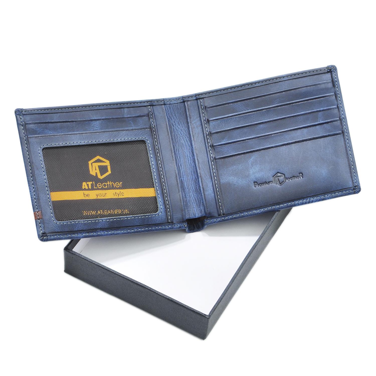 Ví nam da bò 063, chất da Pull-up sang mịn, form ví 11.5 x 10.5cm đựng vừa các loại giấy tờ,kèm hộp đựng Anh Thơ Leather