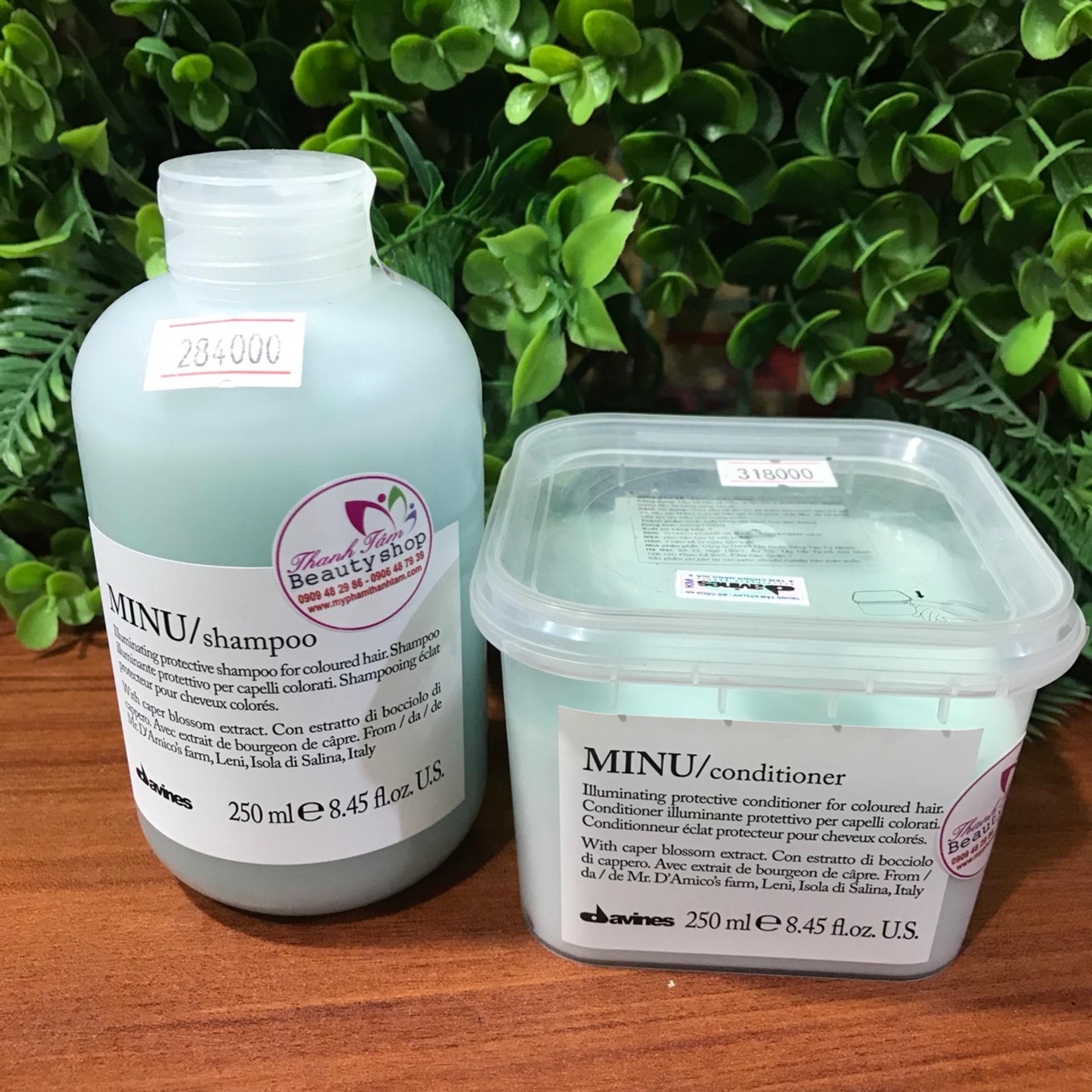 Cặp gội xả bảo vệ tóc màu và tạo bóng Minu Davines Essential Haircare 250mlx2