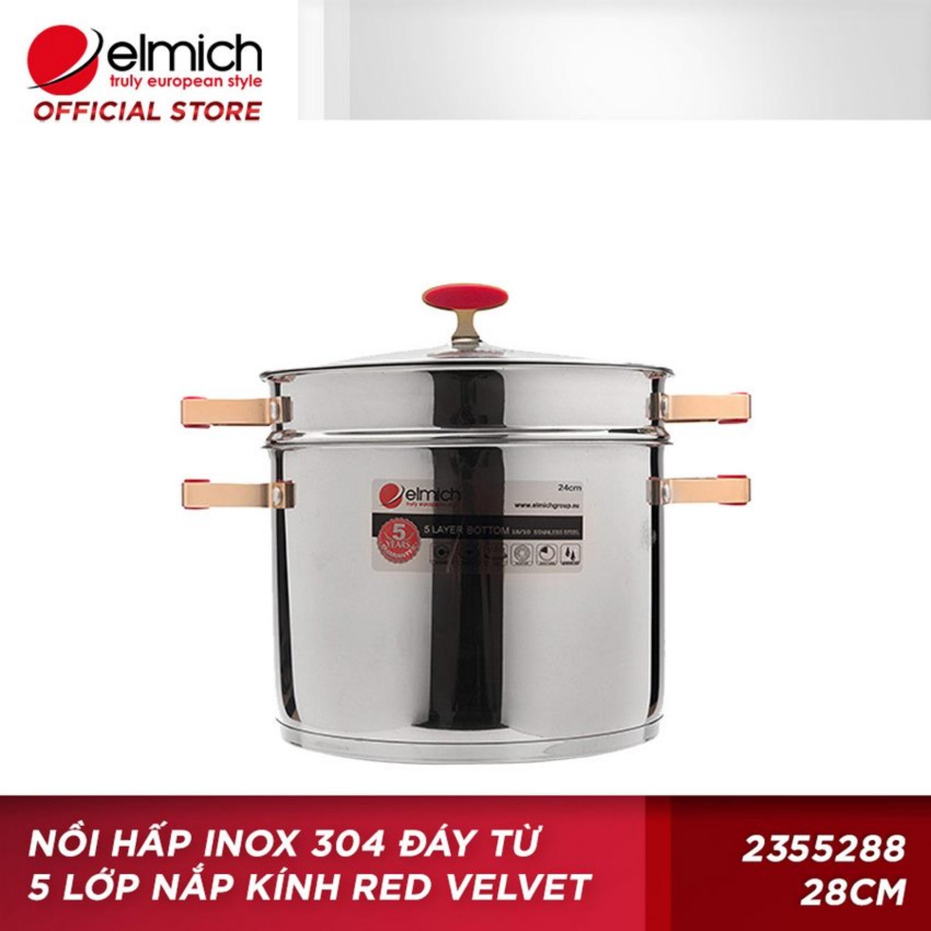 Nồi hấp inox đáy từ cao cấp 5 lớp Red Velvet Elmich 2355585 24cm (Bạc)