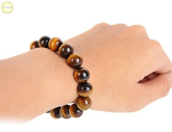 Vòng tay phong thủy đá mắt hổ vàng size 12mm(CB-Shop)