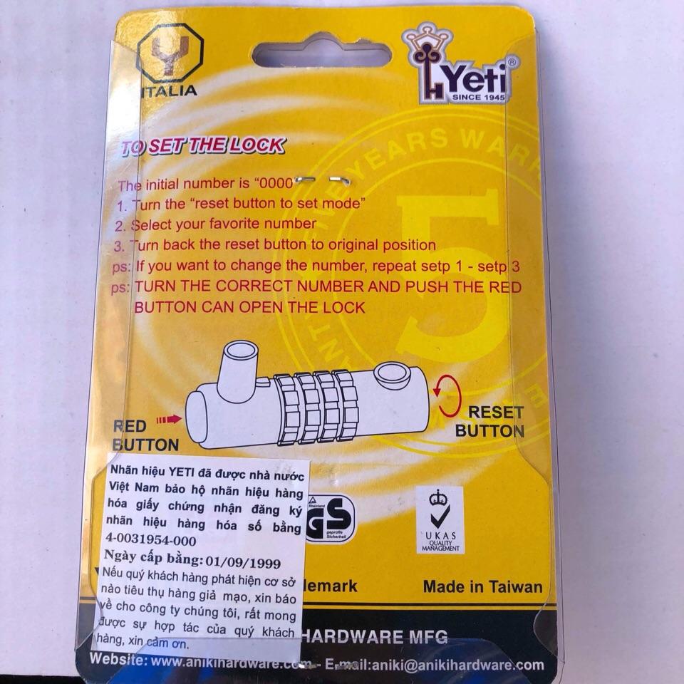 Khóa số chữ U Yeti (mã số tự chọn)