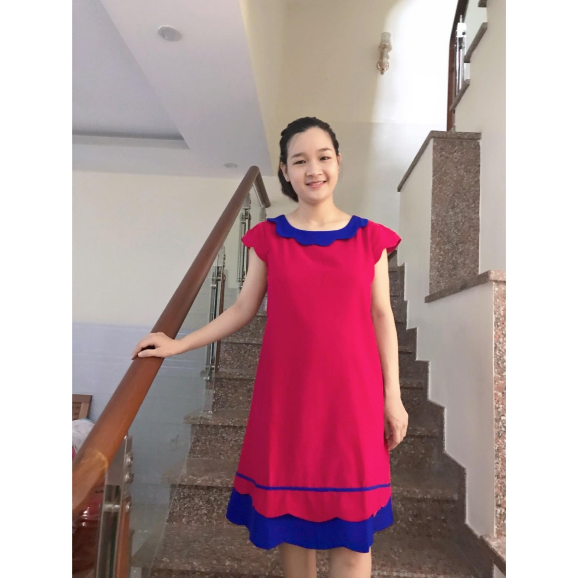 Đầm bầu nhung cổ sen (cam)