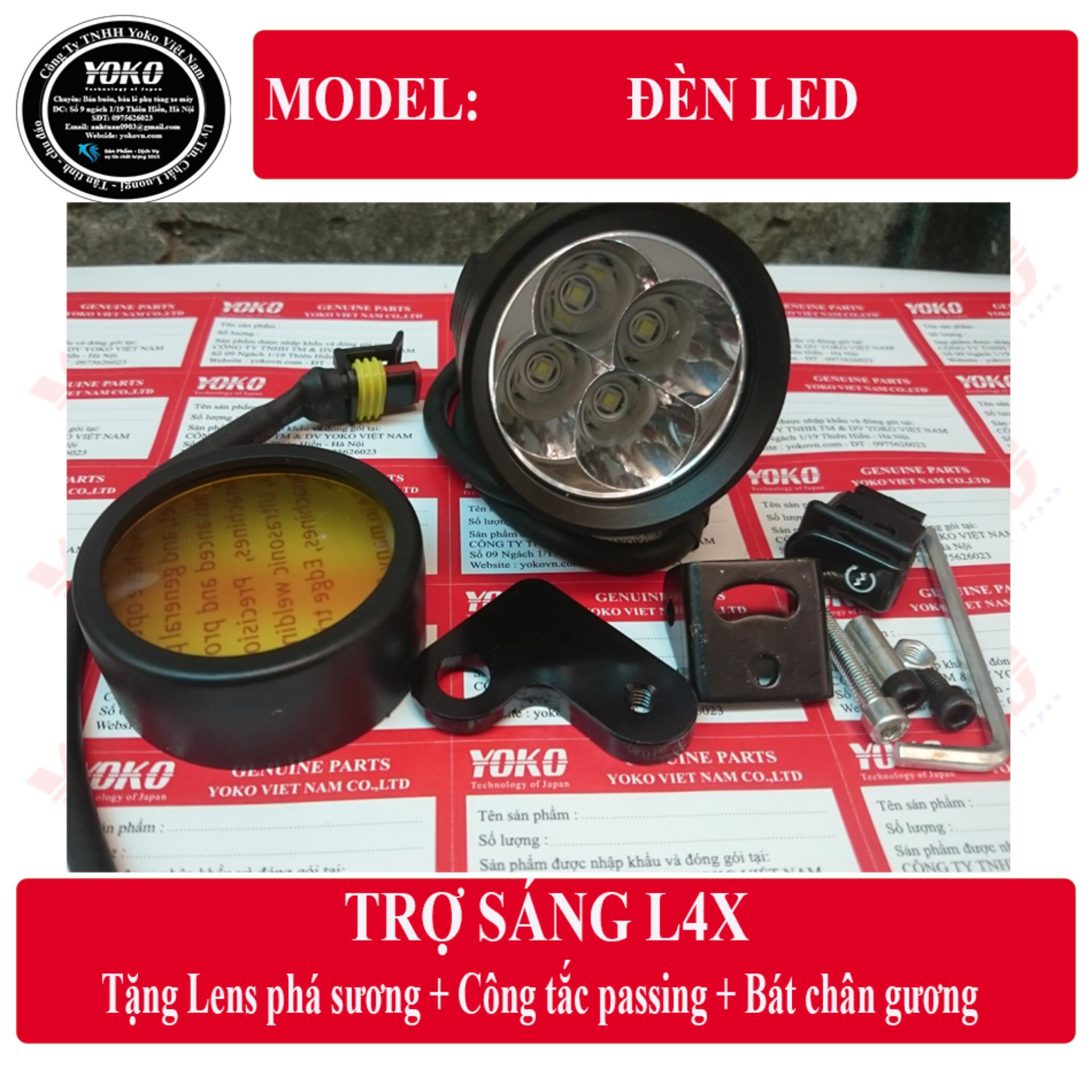 Đèn LED trợ sáng L4X Chíp LED CREE loại 1(Full phụ kiện,Tặng công tắc, Lens phá sương, bát chân gương)