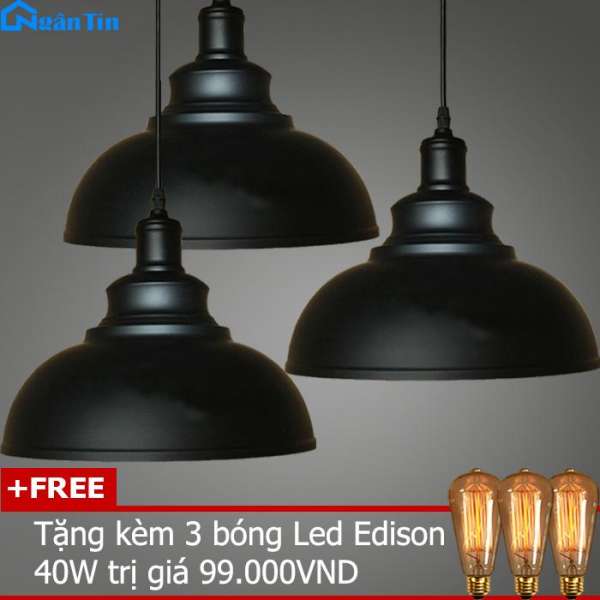 Bộ 3 đèn thả trần trang trí nhà quán cà phê THCN90 (Tặng kèm 3 bóng Led Edison 40W)