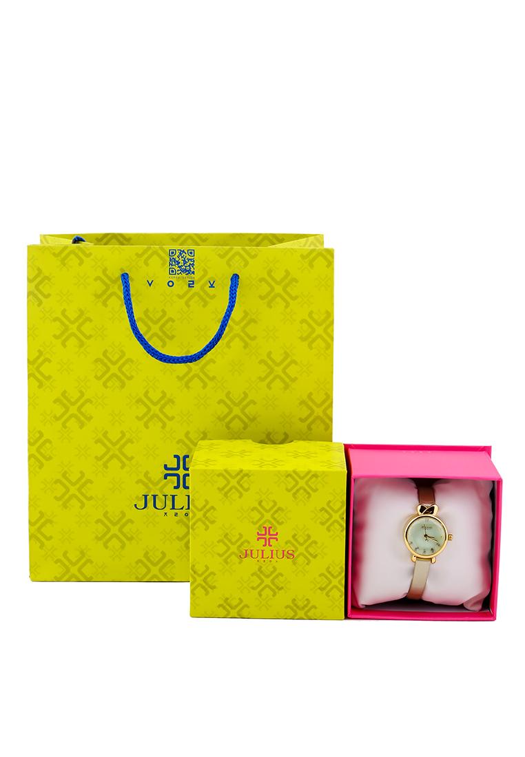Đồng Hồ Nữ Julius Hàn Quốc Dây Da JA-1014A (Kem Viền Vàng)
