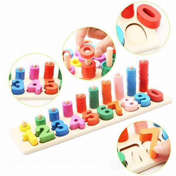 Bộ xếp hình gỗ cho bé tập đếm