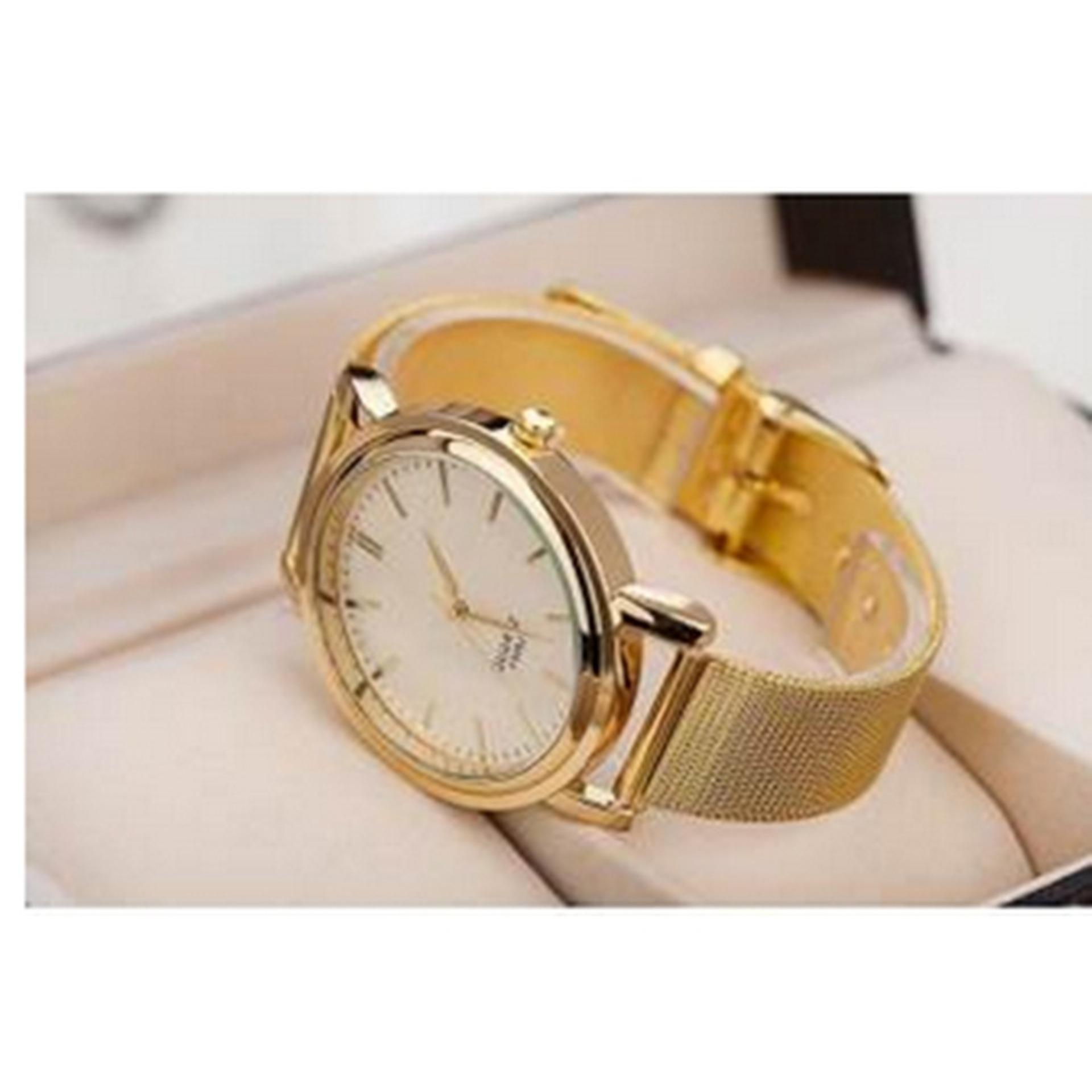 [HCM]Đồng Hồ Dây Thép Không Gỉ Xì Ánh Kim( gold vàng)