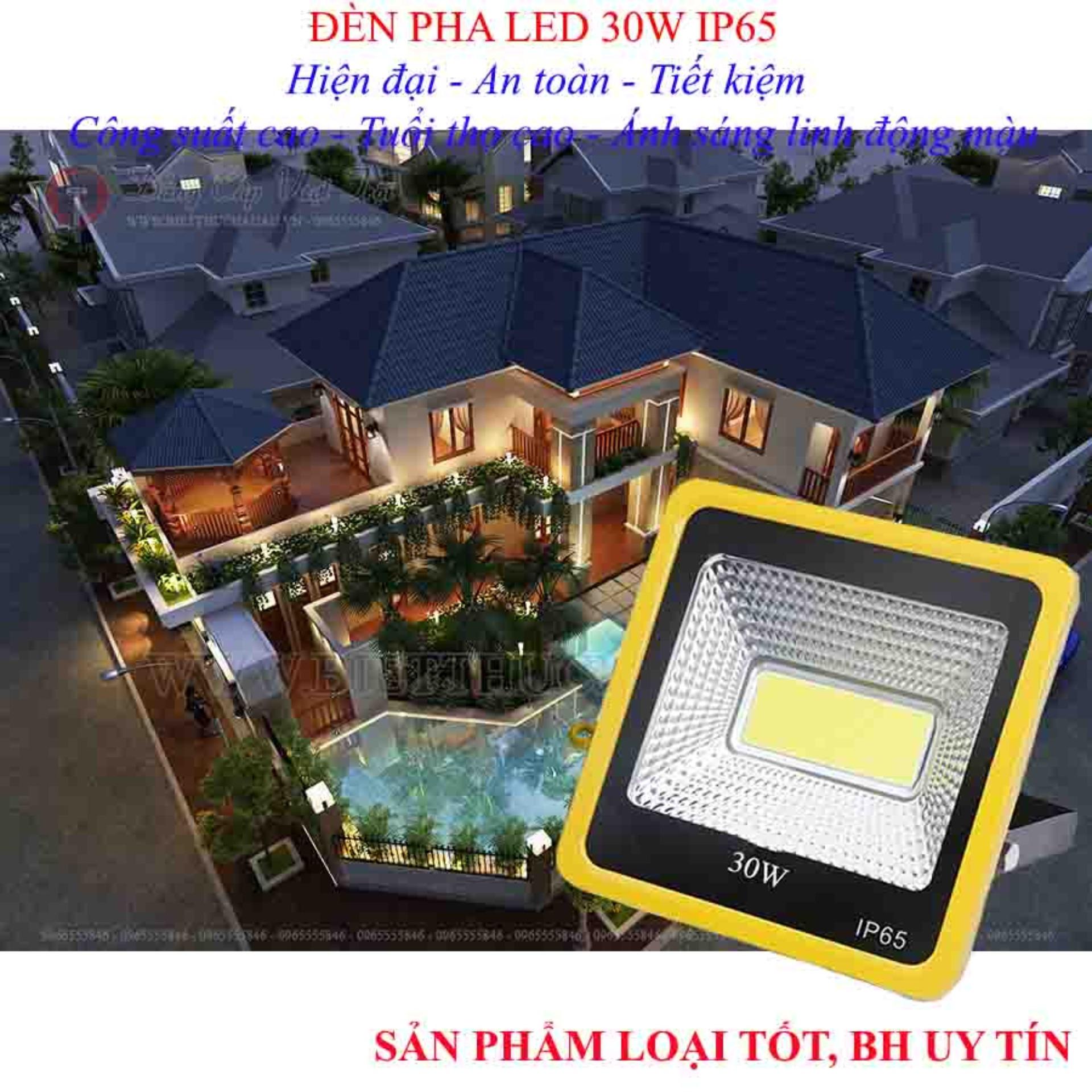 Den led dep , Đèn led đẹpĐèn led chiếu sáng, Đèn pha led 30W IP65 ánh sáng vàng - BH Uy Tín 1 đổi 1