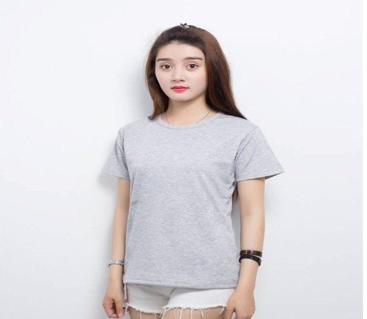 [HCM]Bộ 3 áo thun nữ cổ tròn xinh xắn ( đen/ trắng / xám )