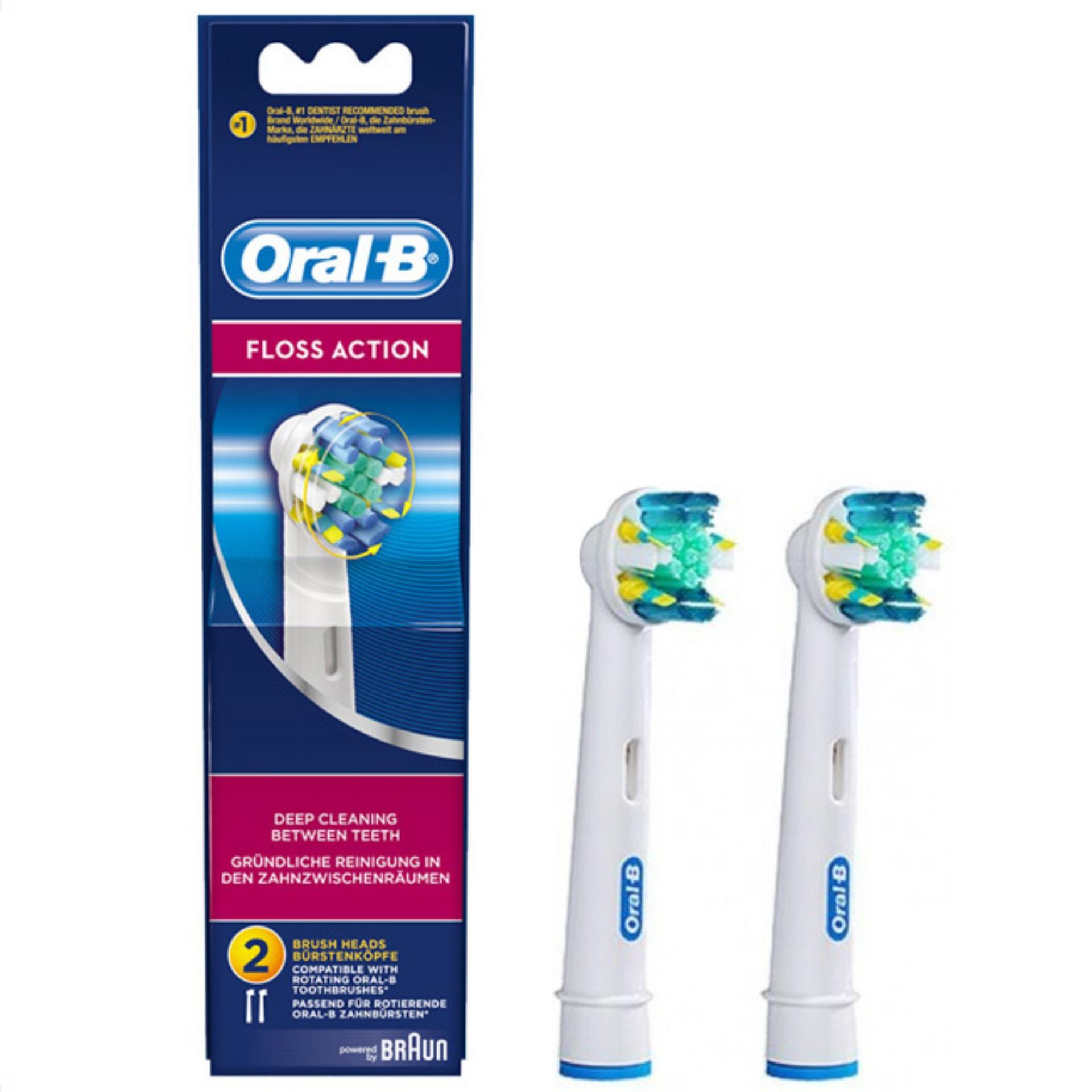 Vỉ 2 đầu bàn chải đánh răng máy Oralb BraUn EB25 Floss Action Replacement