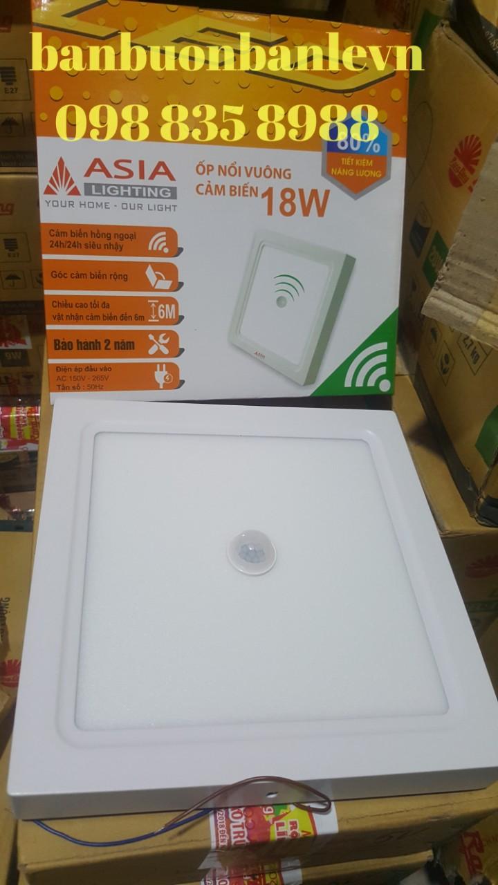 ĐÈN ỐP TRẦN VUÔNG CẢM BIẾN 18W ASIA