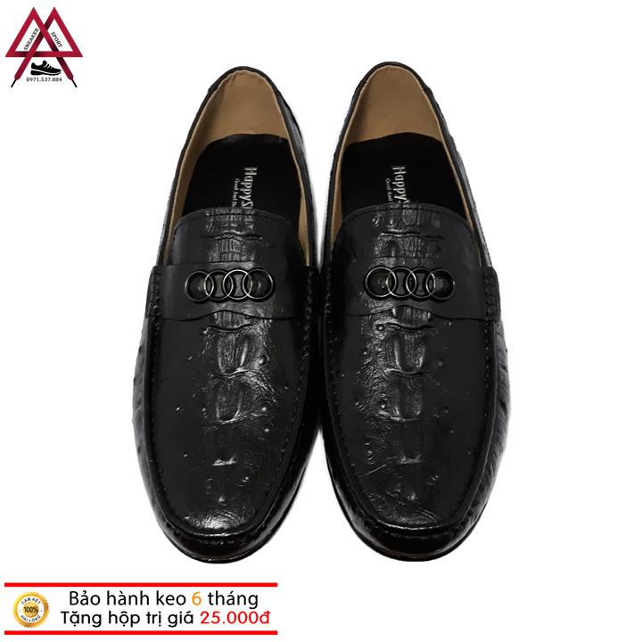 Giày Lười Nam Da Bò Vân Cá Sâu Cao Cấp - HS08