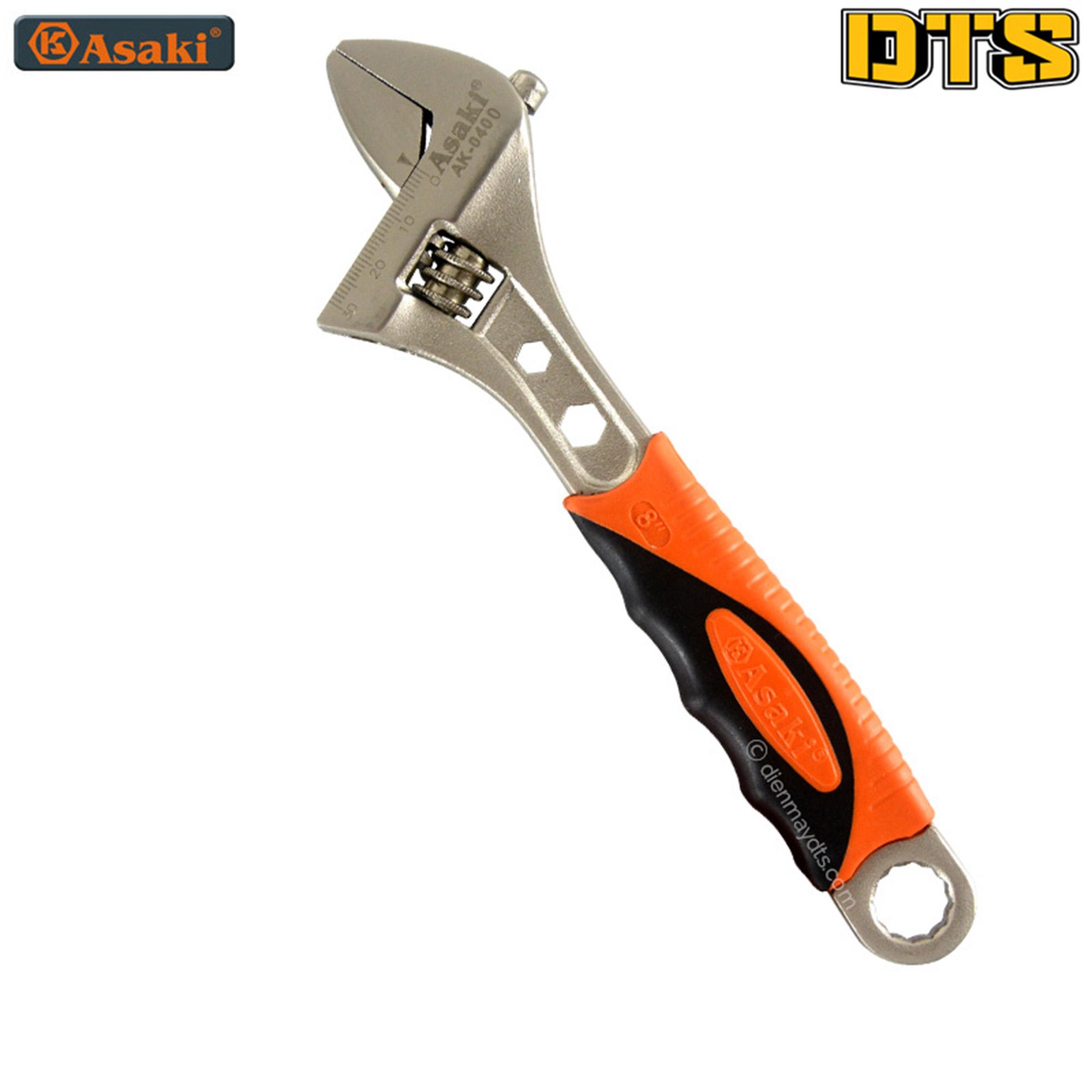 Mỏ lết cao cấp cán bọc nhựa PVC chống trượt Asaki AK-0400 6inch-150mm